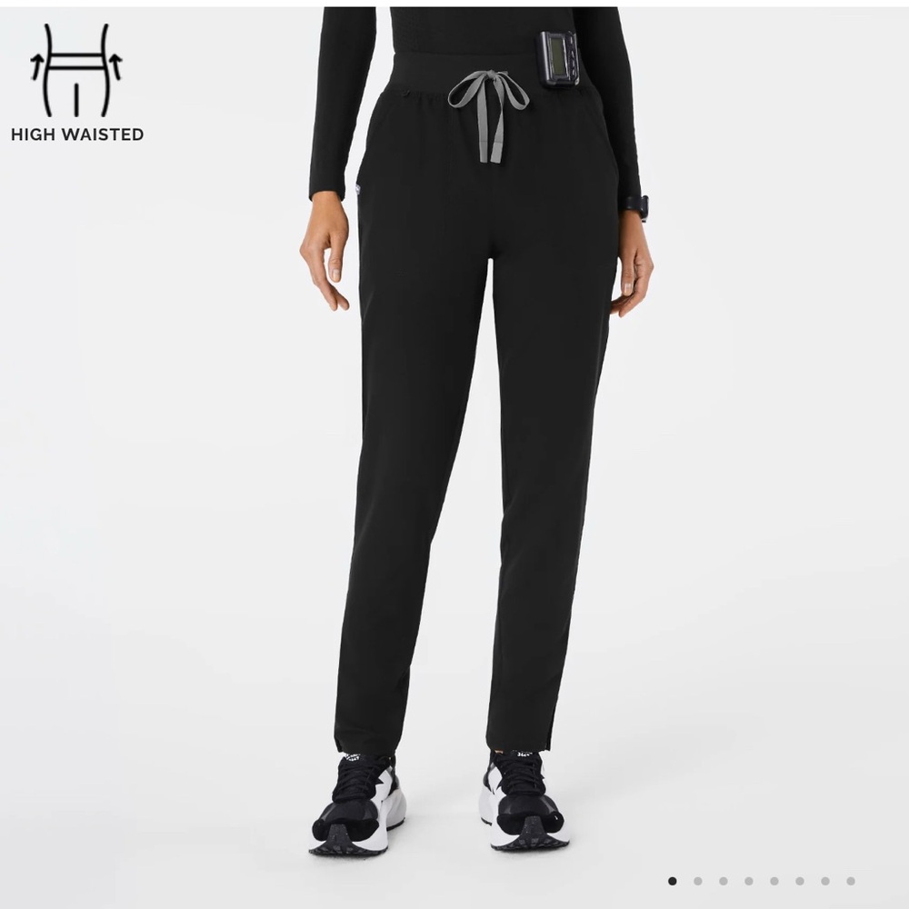 Figs Black High Waisted Bristol Slim Tapered Scrub Pants XS Petite